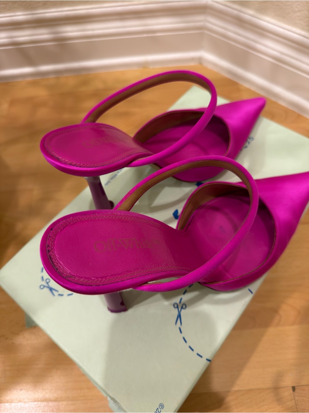 Hot Pink Pointed Toe Slingback Heels